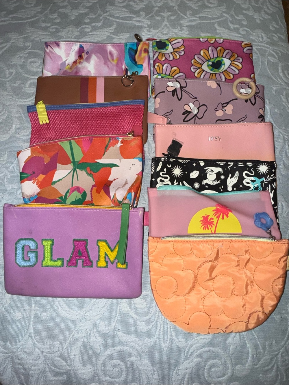 Colorful Assorted Cosmetic Pouch Set – Bright Floral & Graphic Prints